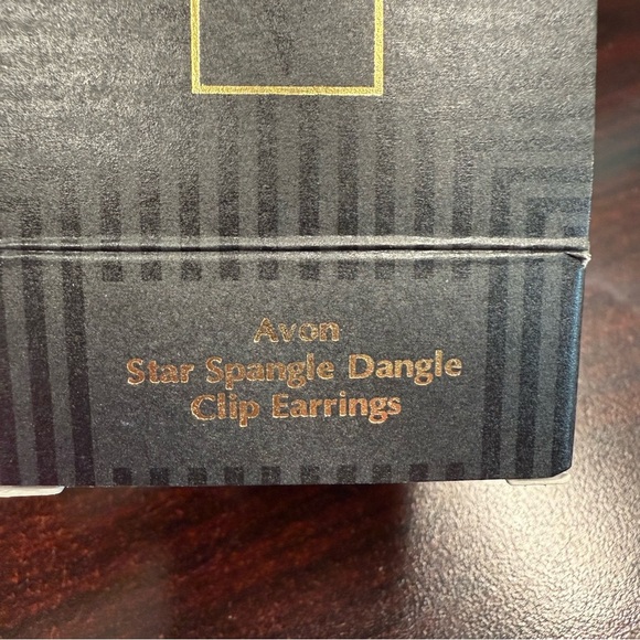 Avon “Star Spangled” dangle Gold and Blue Nautical clip Earrings NIB 1992 - Picture 5 of 6